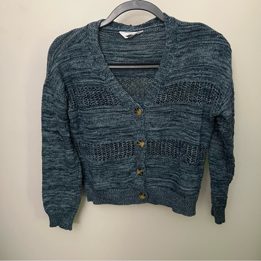 Blue Knit Cardigan Sweater